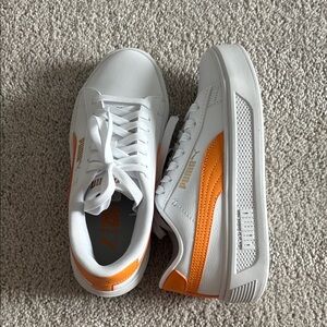 Puma White and Orange Athletic Shoes